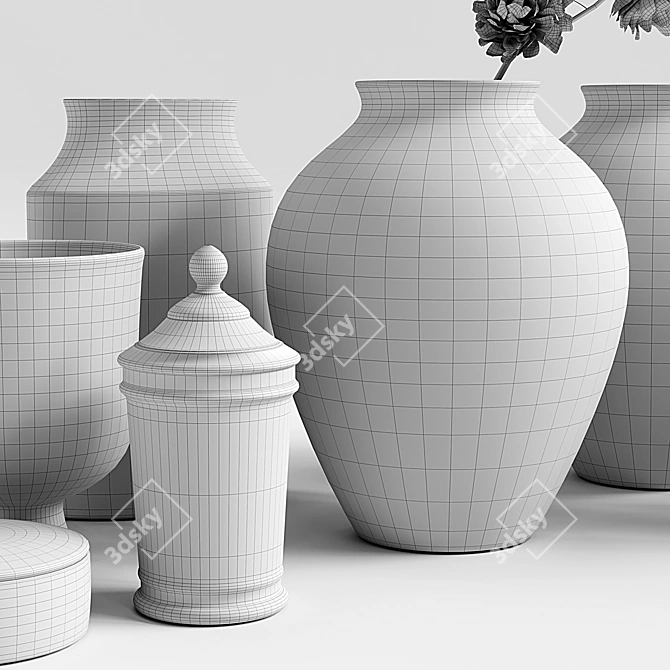 Contemporary Vases Set with Versatile Materials 3D model image 7