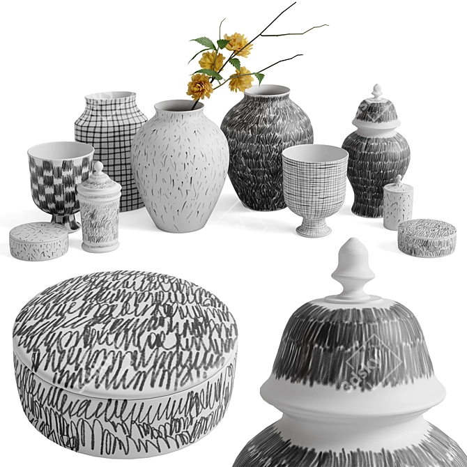 Contemporary Vases Set with Versatile Materials 3D model image 8