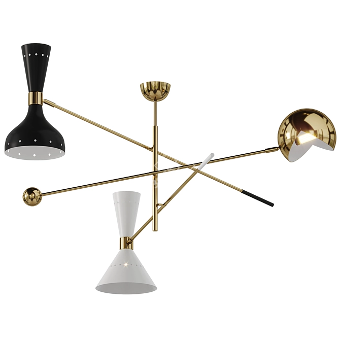 Elegant Brass Orbitale Chandelier 3D model image 1