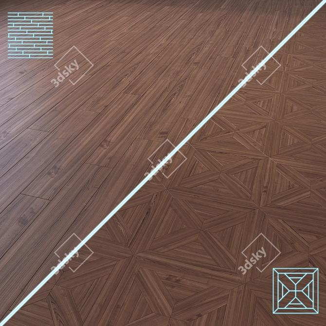 Modular 3D Wooden Flooring Model 3D model image 1