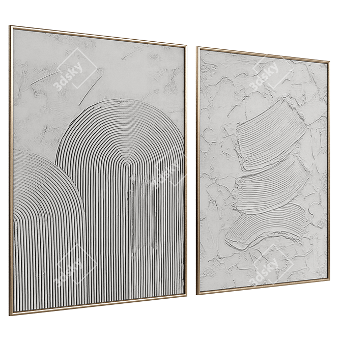 Modern Framed Abstract Art Set 3D model image 2