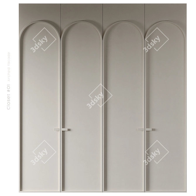 Arched Wardrobe with Dividers 3D model image 1