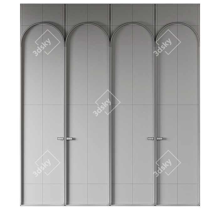 Arched Wardrobe with Dividers 3D model image 4