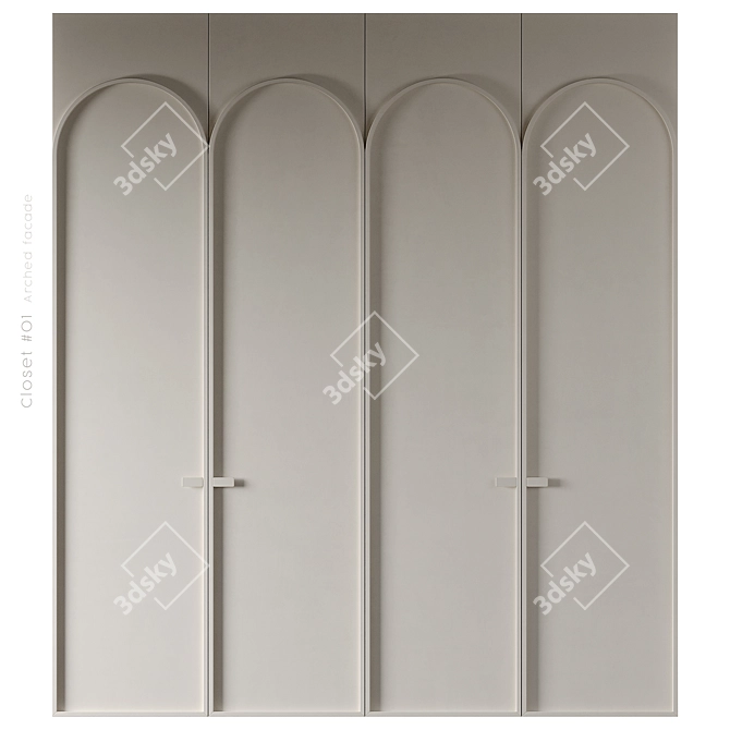 Arched Wardrobe with Dividers 3D model image 5