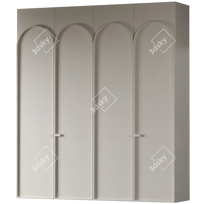 Arched Wardrobe with Dividers 3D model image 6