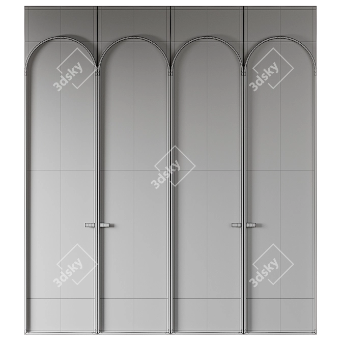 Arched Wardrobe with Dividers 3D model image 8