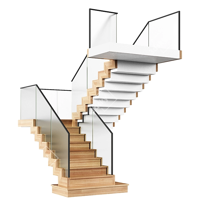 Contemporary Staircase Obj Export 3D model image 1