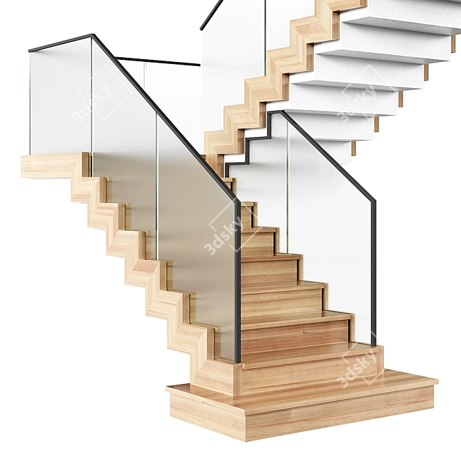 Contemporary Staircase Obj Export 3D model image 2