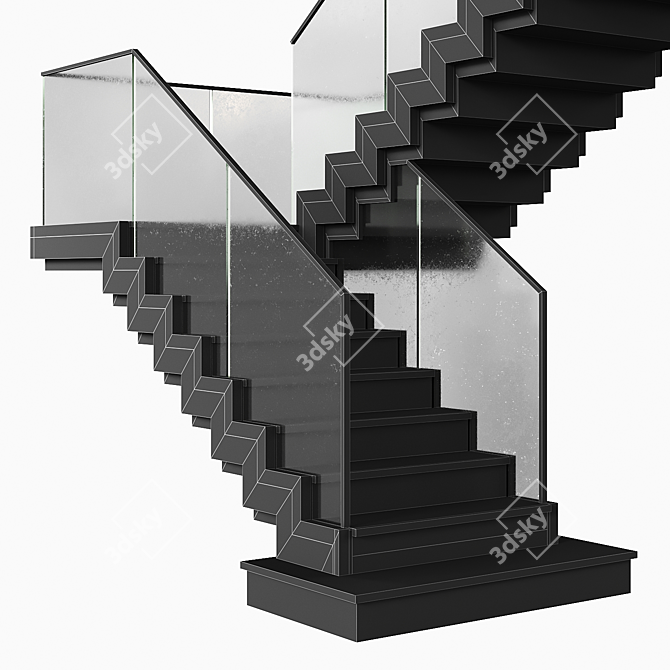 Contemporary Staircase Obj Export 3D model image 4