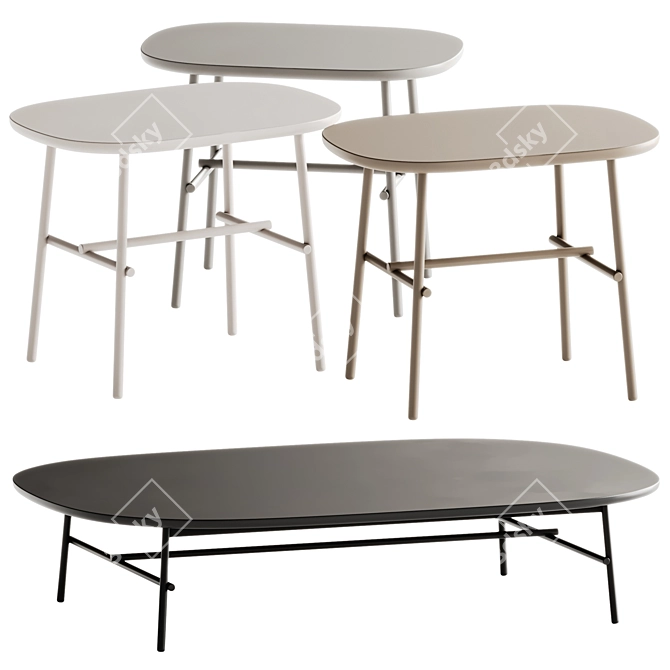 Sleek Tacchini Coffee Tables Set 3D model image 1