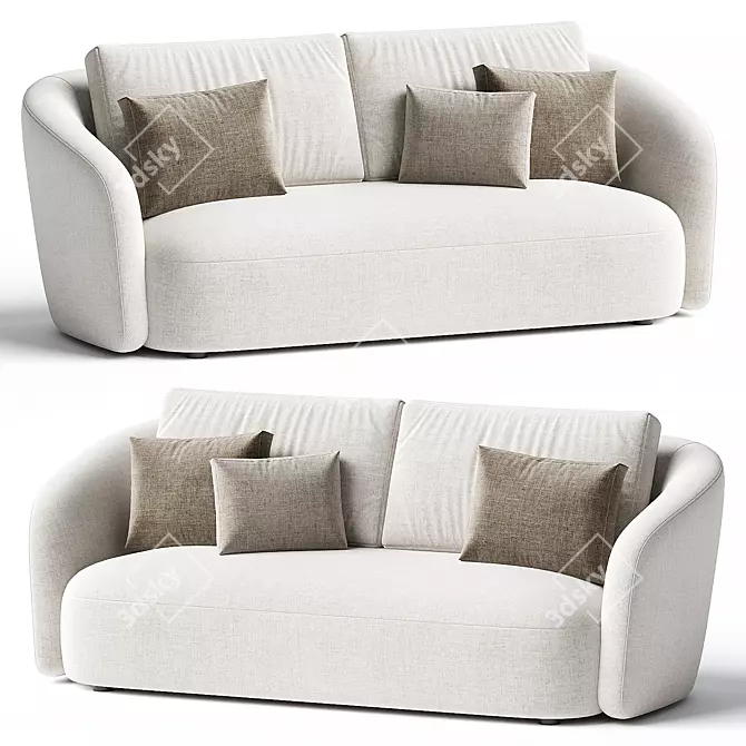 Modern Oatmeal 3 Seater Sofa 3D model image 1