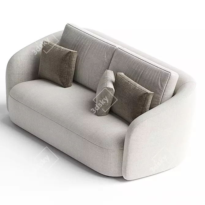 Modern Oatmeal 3 Seater Sofa 3D model image 2