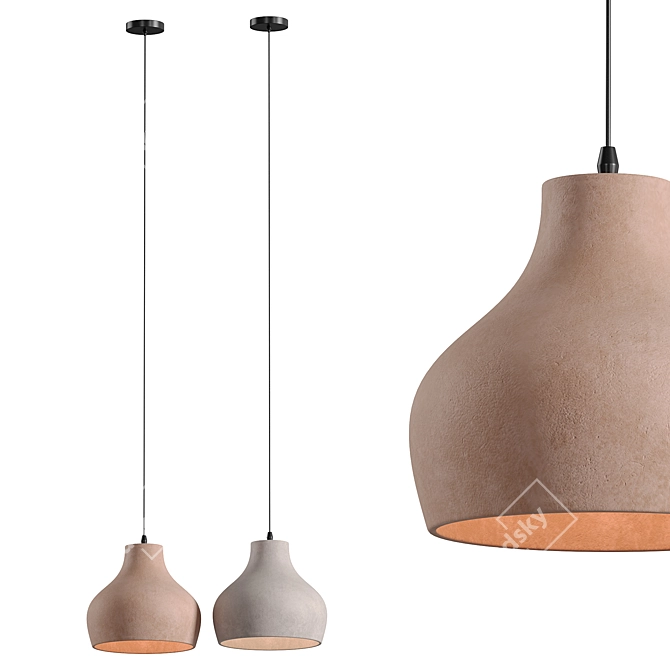 Handcrafted Ceramic Pendant Light 3D model image 2