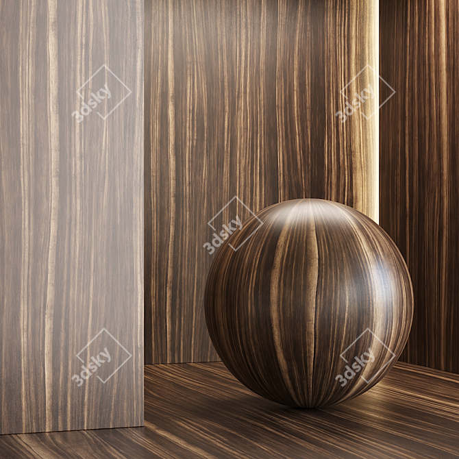 Ebony Wood Texture Pack 6 Colors 3D model image 2