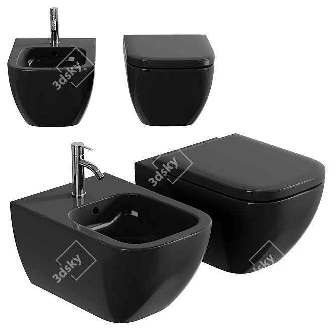 Duravit Happy D.2 Anthracite Toilet 3D model image 1