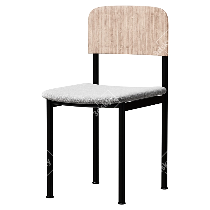  Modern Black Steel Dining Chair 3D model image 1