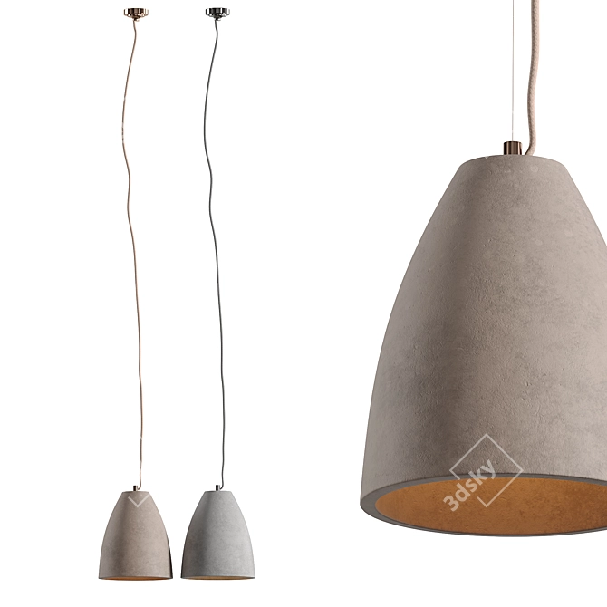 Minimalist Concrete Pendant Light 3D model image 2