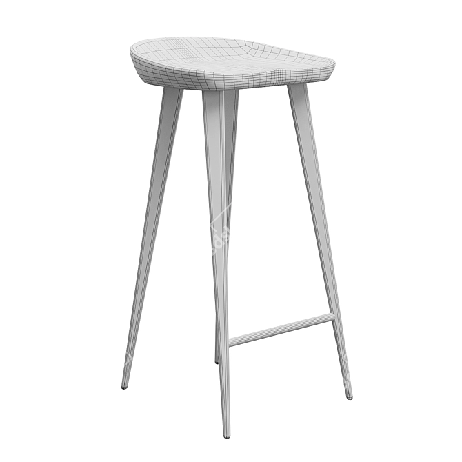 Elegant Walnut Bar Stool 3D model image 3