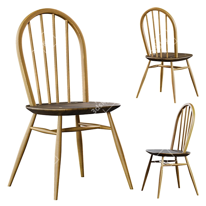 Mid-Century Ercol Birch Chairs 3D model image 1