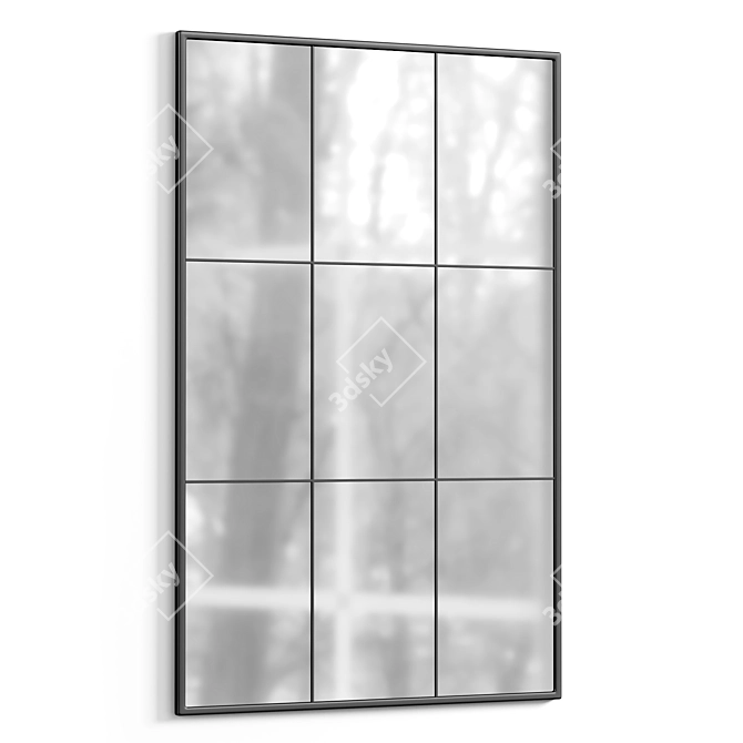 Sleek Black Metal Standing Mirror 3D model image 1