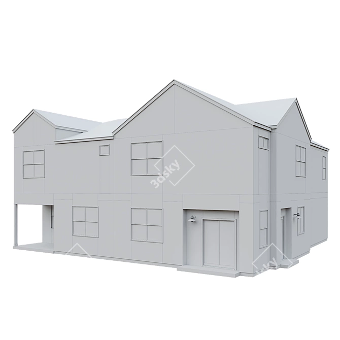 Low Poly American House Model 3D model image 6