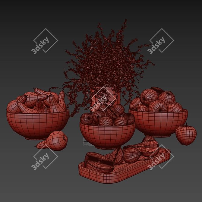 Mixed Fruit Set Models Pack 3D model image 5