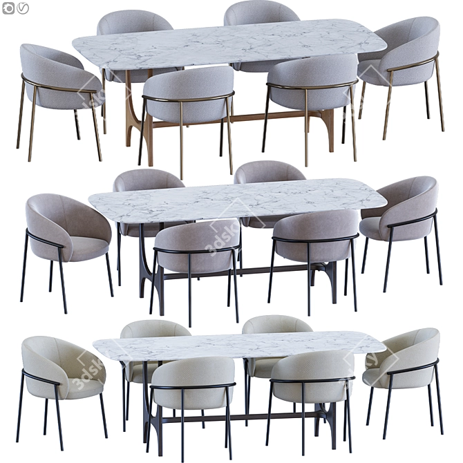  Modern Marble Dining Set 3D model image 2