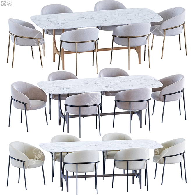  Modern Marble Dining Set 3D model image 5