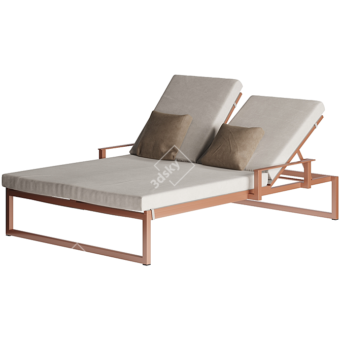 Outdoor Double Sunbed Elegance 3D model image 1