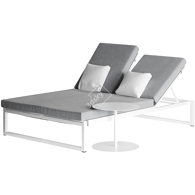 Outdoor Double Sunbed Elegance 3D model image 2