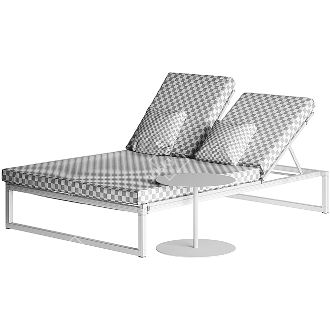 Outdoor Double Sunbed Elegance 3D model image 4