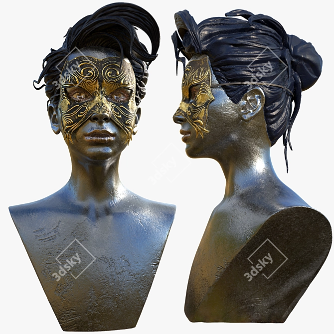 Masked Lady Statue: Multifunctional Decor 3D model image 1