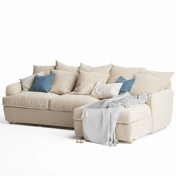 Plush Chaise Sofa Unwind Comfort 3D model image 3