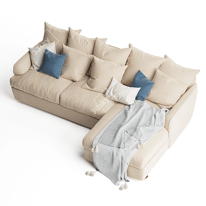 Plush Chaise Sofa Unwind Comfort 3D model image 4