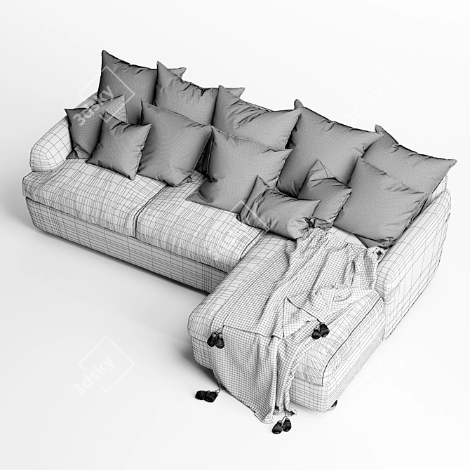 Plush Chaise Sofa Unwind Comfort 3D model image 7