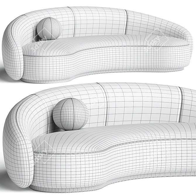 Modern Bouclé Curved Sofa, 2014 3D model image 2