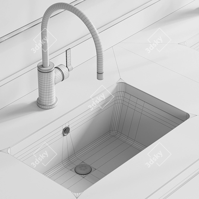 Walnut Double Vanity Set 3D model image 6