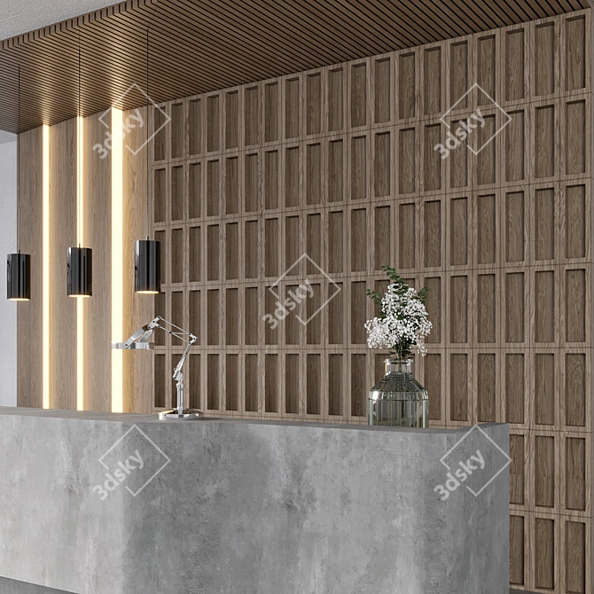 Versatile Modern Reception Desk 3D model image 2