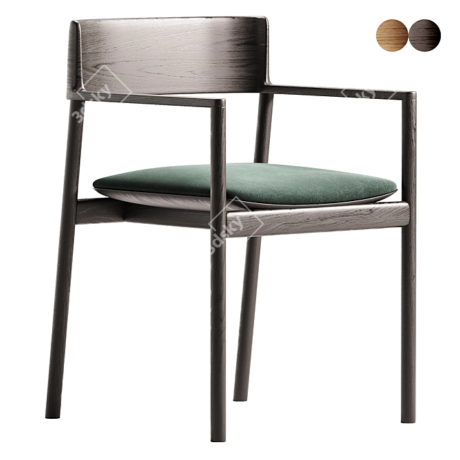 Elegant Ovo Benchmark Chair in Upholstered Gray 3D model image 2