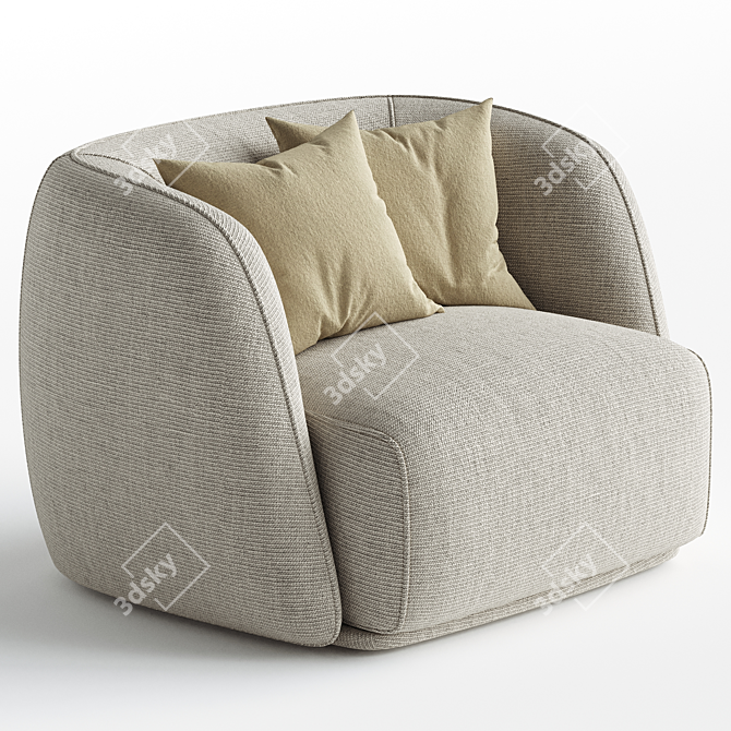 Elegant Troy Armchair Dust Blue 3D model image 2