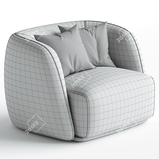 Elegant Troy Armchair Dust Blue 3D model image 3