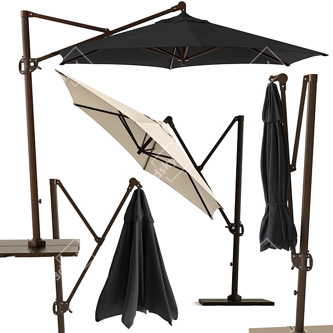 Sunbrella Round Cantilever Patio Umbrella 3D model image 2