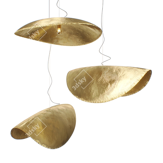 Brass Suspension Lamps Set 3D model image 2