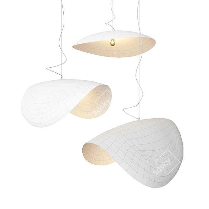 Brass Suspension Lamps Set 3D model image 3