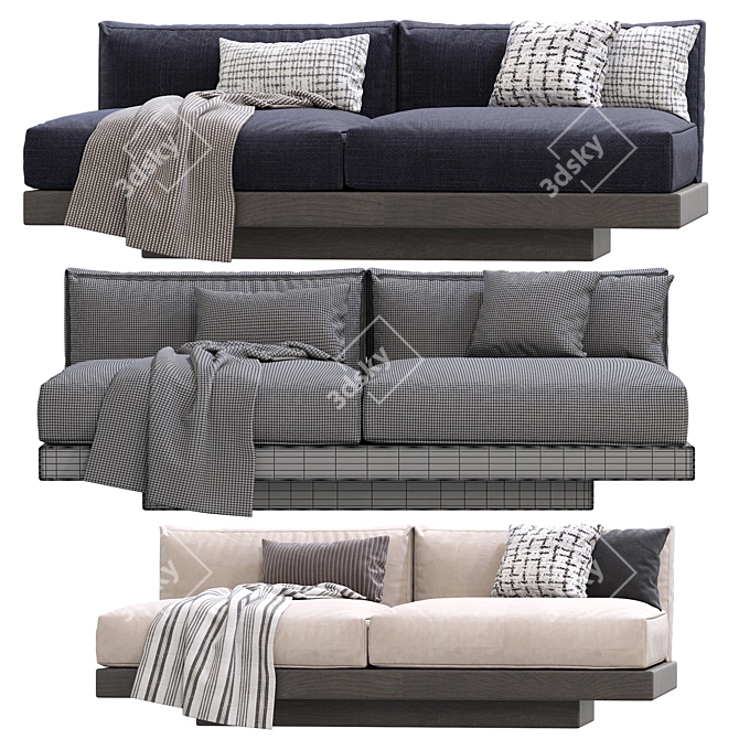 Cozy Rudolph Serax Bench Settee 3D model image 4