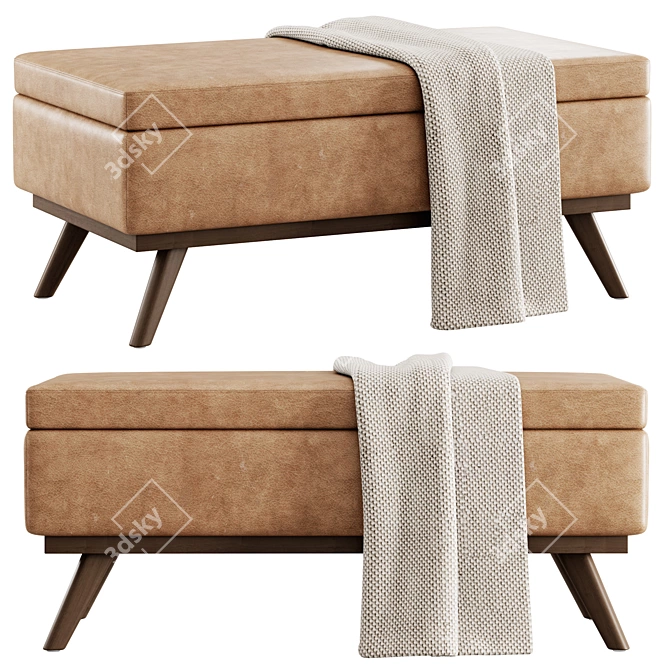 Sleek Owen Bench Set with Plush Accessories 3D model image 2