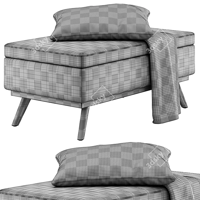 Sleek Owen Bench Set with Plush Accessories 3D model image 5