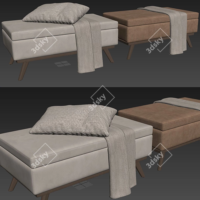 Sleek Owen Bench Set with Plush Accessories 3D model image 6