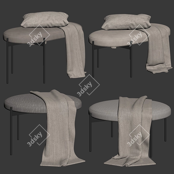 Caillou Ottoman and Bench Set 3D model image 7