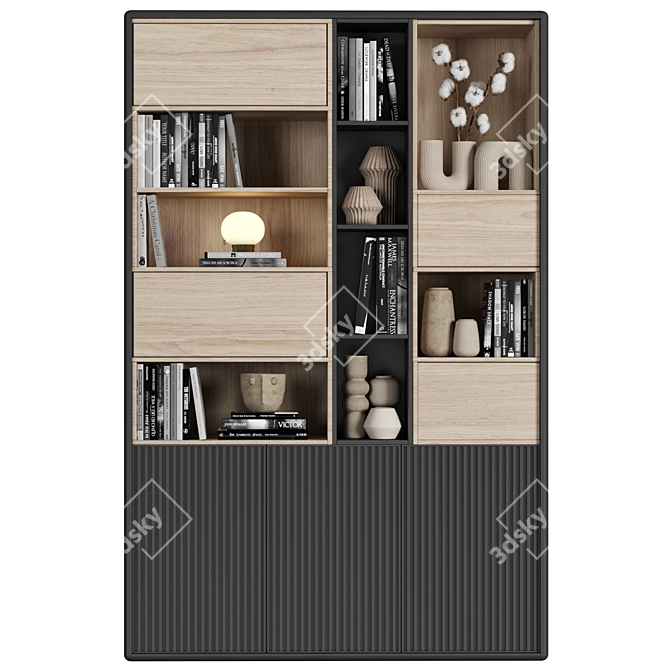 Modular Bookcase with High-Quality Textures 3D model image 3